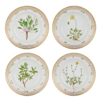  Royal Copenhagen Set of Twelve Royal Copenhagen Flora Danica Porcelain Side Plates