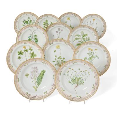  Royal Copenhagen Set of Twelve Royal Copenhagen Flora Danica Porcelain Side Plates