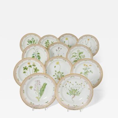  Royal Copenhagen Set of Twelve Royal Copenhagen Flora Danica Porcelain Side Plates