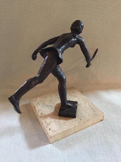  Royal Copenhagen Sterrit Gittings Kelsey Bronze Tennis Player on Marble Base Royal Copenhagen