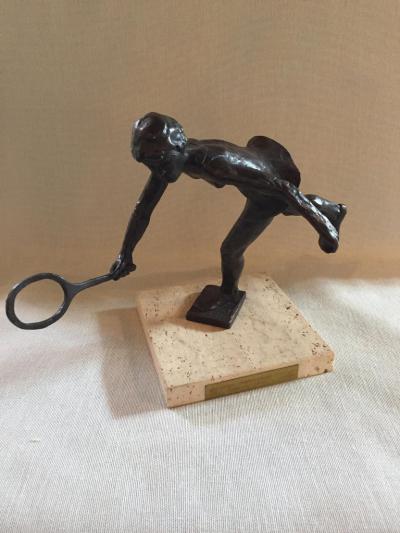  Royal Copenhagen Sterrit Gittings Kelsey Bronze Tennis Player on Marble Base Royal Copenhagen