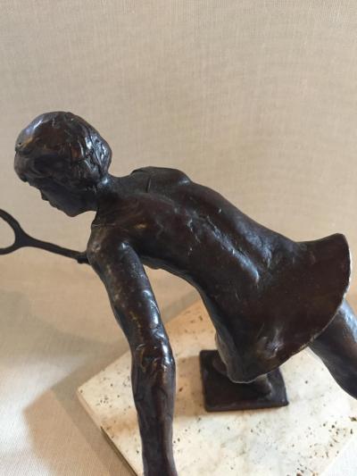  Royal Copenhagen Sterrit Gittings Kelsey Bronze Tennis Player on Marble Base Royal Copenhagen