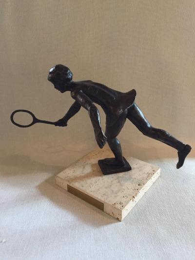  Royal Copenhagen Sterrit Gittings Kelsey Bronze Tennis Player on Marble Base Royal Copenhagen