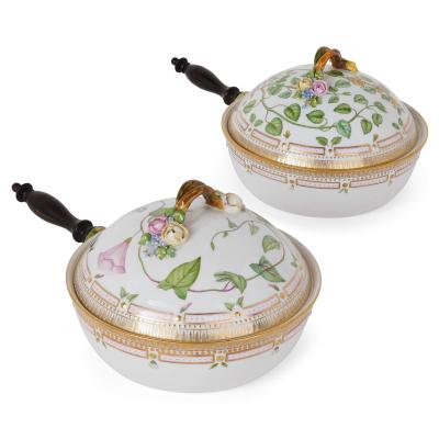  Royal Copenhagen Two Danish Royal Copenhagen Flora Danica porcelain dishes with handles