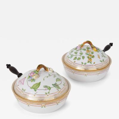  Royal Copenhagen Two Danish Royal Copenhagen Flora Danica porcelain dishes with handles