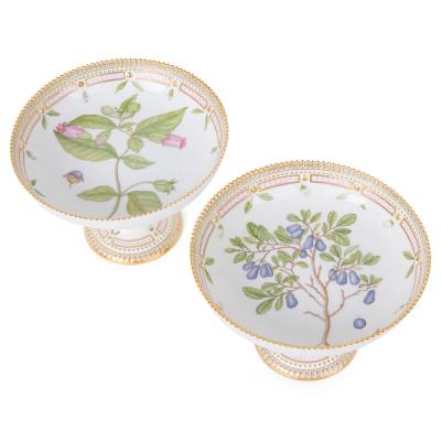  Royal Copenhagen Two Danish porcelain Flora Danica compotes by Royal Copenhagen