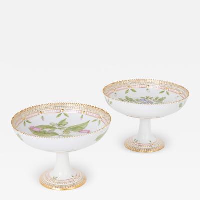  Royal Copenhagen Two Danish porcelain Flora Danica compotes by Royal Copenhagen