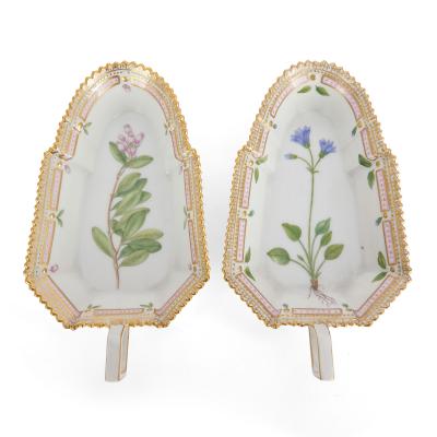  Royal Copenhagen Two Pickle Dishes Royal Copenhagen Flora Danica Porcelain