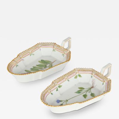  Royal Copenhagen Two Pickle Dishes Royal Copenhagen Flora Danica Porcelain