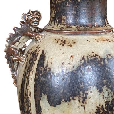  Royal Copenhagen Vase with Lion Handles and Sung Glaze by Bode Willumsen