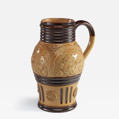  Royal Doulton Royal Doulton Lambeth Gothic Revival a Comical Jug with Scenes of a Drunk Monk