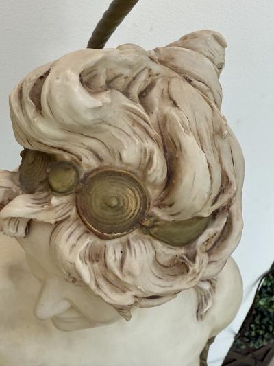  Royal Dux ORIGINAL ART NOUVEAU LADY CERAMIC BUST LAMP BY ROYAL DUX