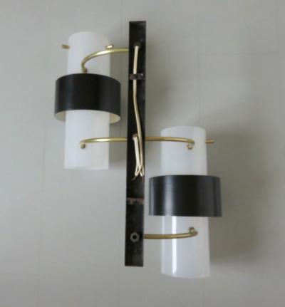  Royal Lumi res Double wall lamp perspex brass and lacquered metal Ed Lunel France circa 1960
