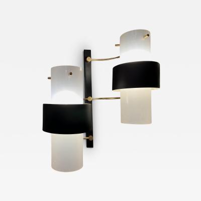  Royal Lumi res Double wall lamp perspex brass and lacquered metal Ed Lunel France circa 1960