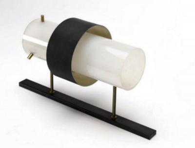  Royal Lumi res Pair of wall lights in perspex brass lacquered metal Lunel France circa 1960