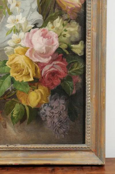  Royal Manufacture of Aubusson French 19th Century Aubusson Cartoon with Floral Decor Surrounding a Cherub