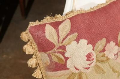  Royal Manufacture of Aubusson French 19th Century Aubusson Tapestry Pillow with Rose and Tassels