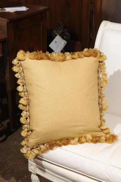  Royal Manufacture of Aubusson French Early 19th Century Silk and Angora Aubusson Tapestry Pillow with Flowers