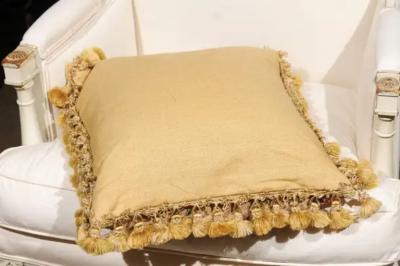  Royal Manufacture of Aubusson French Early 19th Century Silk and Angora Aubusson Tapestry Pillow with Flowers