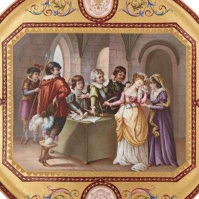  Royal Vienna Porcelain Antique parcel gilt and painted porcelain charger plate by Royal Vienna