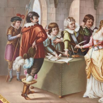  Royal Vienna Porcelain Antique parcel gilt and painted porcelain charger plate by Royal Vienna