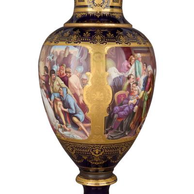  Royal Vienna Porcelain Large Austrian Neoclassical style porcelain vases by Royal Vienna