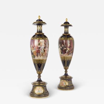  Royal Vienna Porcelain Large pair of antique Royal Vienna porcelain vases