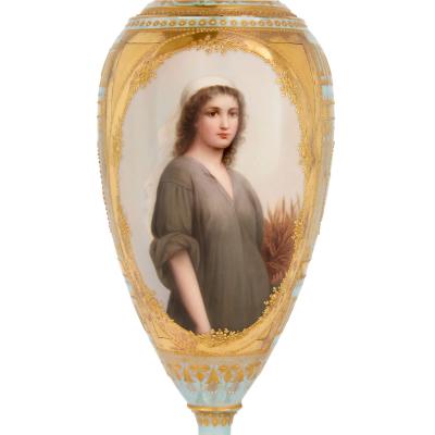  Royal Vienna Porcelain Manufactory 19th Century Royal Vienna Porcelain Cabinet Vase Depicting Ruth By Royal Vienna
