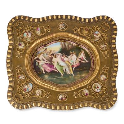  Royal Vienna Porcelain Manufactory 19th century Austrian giltwood centre table with Royal Vienna porcelain plaques