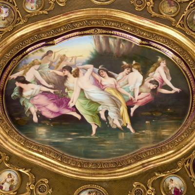  Royal Vienna Porcelain Manufactory 19th century Austrian giltwood centre table with Royal Vienna porcelain plaques