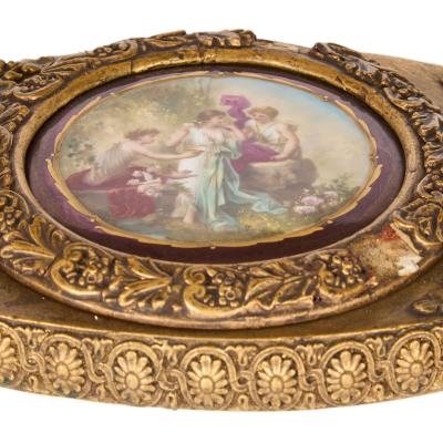  Royal Vienna Porcelain Manufactory 19th century Austrian giltwood centre table with Royal Vienna porcelain plaques