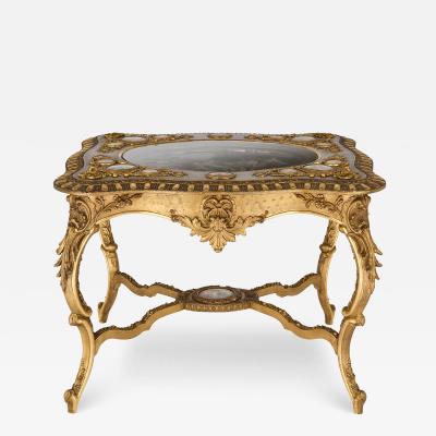  Royal Vienna Porcelain Manufactory 19th century Austrian giltwood centre table with Royal Vienna porcelain plaques