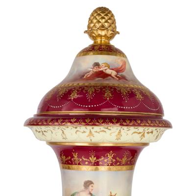  Royal Vienna Porcelain Manufactory Very large Austrian antique painted porcelain vases by Royal Vienna