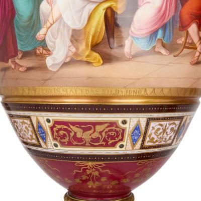  Royal Vienna Porcelain Manufactory Very large Austrian antique painted porcelain vases by Royal Vienna