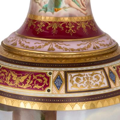  Royal Vienna Porcelain Manufactory Very large Austrian antique painted porcelain vases by Royal Vienna