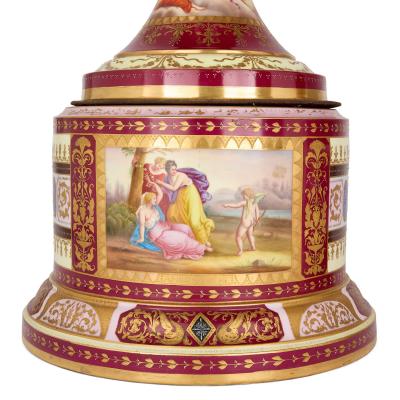  Royal Vienna Porcelain Manufactory Very large Austrian antique painted porcelain vases by Royal Vienna