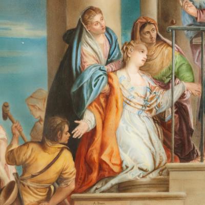  Royal Vienna Porcelain Renaissance style gilt bronze and porcelain plaque by Royal Vienna