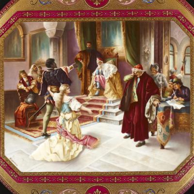  Royal Vienna Porcelain Royal Vienna porcelain charger with theatre theme