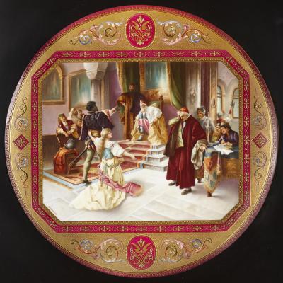  Royal Vienna Porcelain Royal Vienna porcelain charger with theatre theme