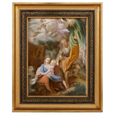  Royal Vienna Porcelain Very large Royal Vienna painted porcelain plaque after Correggio