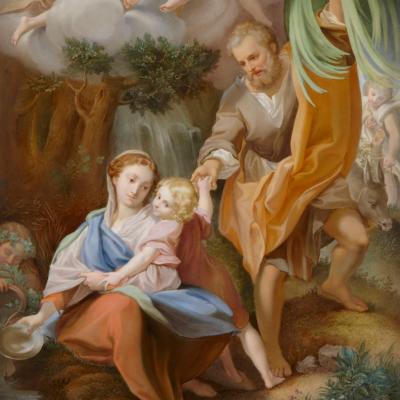  Royal Vienna Porcelain Very large Royal Vienna painted porcelain plaque after Correggio