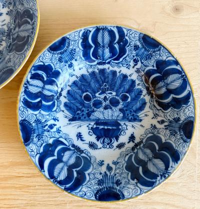  Rozenburg Royal Delftware Factory PAIR OF DELFT PLATES WITH PEACOCK MOTIF