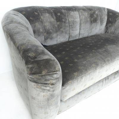  Rubelli Sofa Loveseat Newly Upholstered in Rubelli Fabric Brass Banded Base
