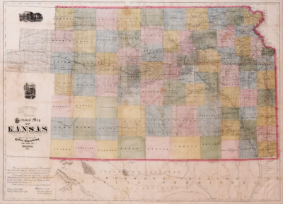  Rufus Blanchard RUFUS BLANCHARD 1821 1904 SECTIONAL MAP OF KANSAS