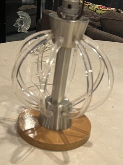  Russell Wright MODERNIST LUCITE ALUMINUM AND WOOD LAMPOS BY RUSSELL WRIGHT