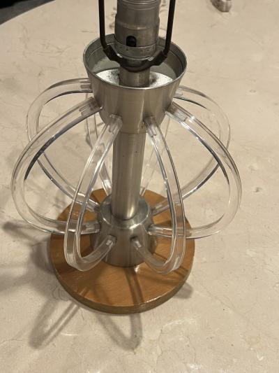  Russell Wright MODERNIST LUCITE ALUMINUM AND WOOD LAMPOS BY RUSSELL WRIGHT
