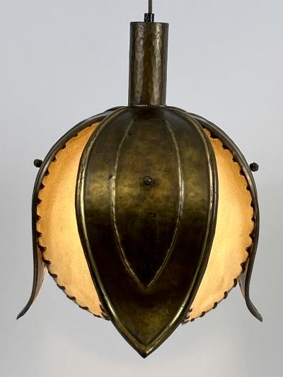  Rustika Lux Austria Unique Mid Century Hand Made Brass Pendant Lamp Tulip by Rustika Lux Austria