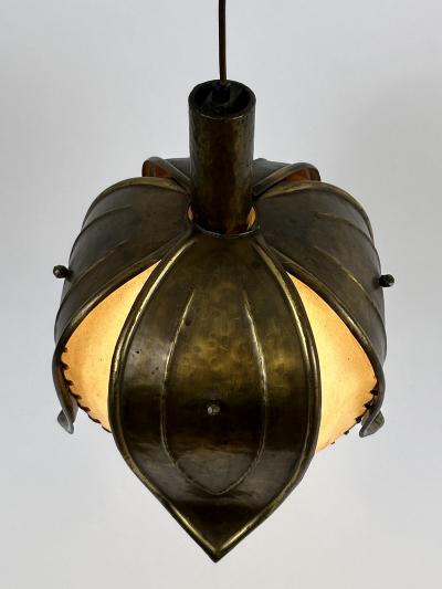  Rustika Lux Austria Unique Mid Century Hand Made Brass Pendant Lamp Tulip by Rustika Lux Austria