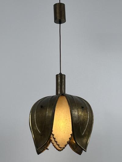  Rustika Lux Austria Unique Mid Century Hand Made Brass Pendant Lamp Tulip by Rustika Lux Austria