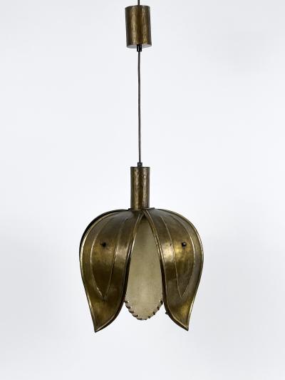  Rustika Lux Austria Unique Mid Century Hand Made Brass Pendant Lamp Tulip by Rustika Lux Austria